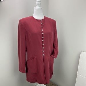 Valerie Stevens Womens Suit Jacket 100% Silk Pockets Slit Long Sleeve 8